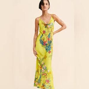 Anthropologie Silky Freesia Slip Maxi Dress spring wedding guest dress